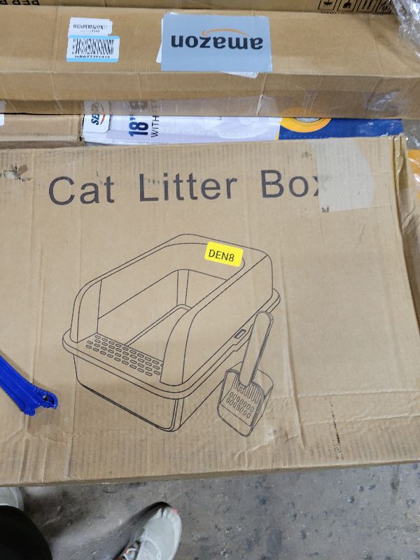 Photo 1 of 2 Pack Stainless Steel Cat Litter Box with Lid, XL Extra Large Metal Box for Big Cats, 24" L x 16" W x 12" H, Enclosed Litter Box High Sided, Non-Sticky, Include Litter Scoop