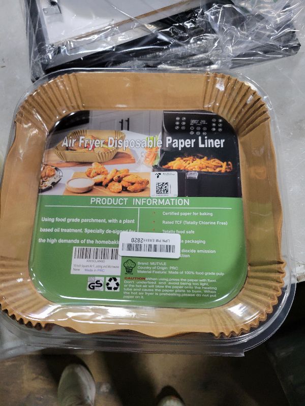 Photo 1 of 10 Inch Largest Square Air Fryer Disposable Paper Liner, XXL 100Pcs Air Fryer Parchment Liners for 8QT or Bigger Air Fryer, Non-stick, Food Grade Baking Paper for Frying, Roasting and Microwave