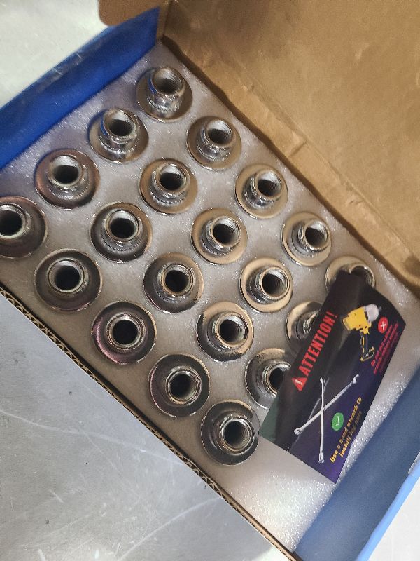 Photo 1 of 20 Pcs Chrome Closed End Mag Style Lug Nuts 12x1.5 Lug Nuts with Washer 13/16" (21mm) Hex Compatible with Toyota Corolla Camry Tacoma Lexus