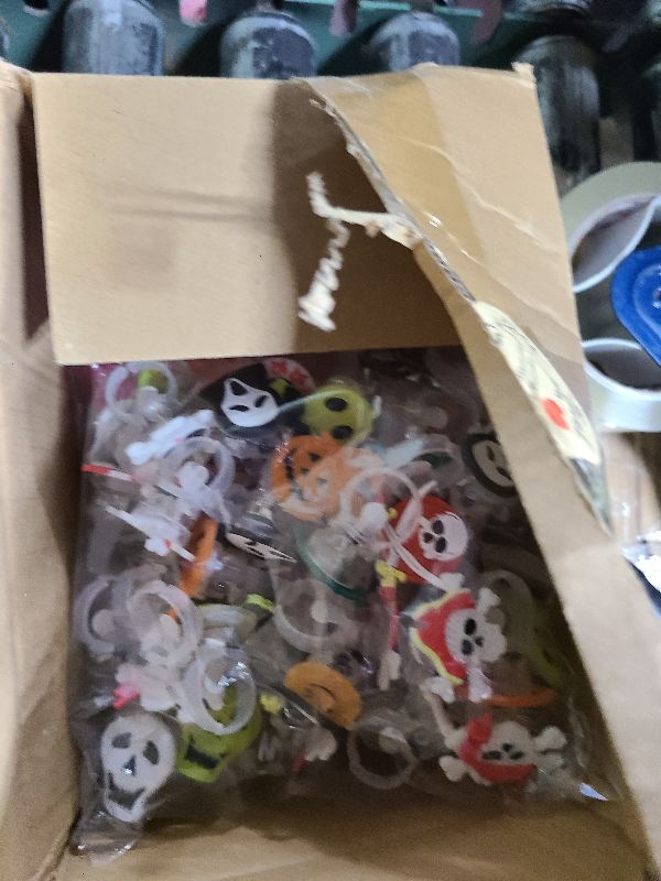 Photo 1 of 118 PCS Halloween Party Favors Bulk, 80 Rings, 14 Brooches, 12 Necklaces, 12 Bracelets,Halloween Toys for Kids, Glow in the Dark Toys, Bulk Halloween Goodie Bag Fillers, Halloween Party Supplies