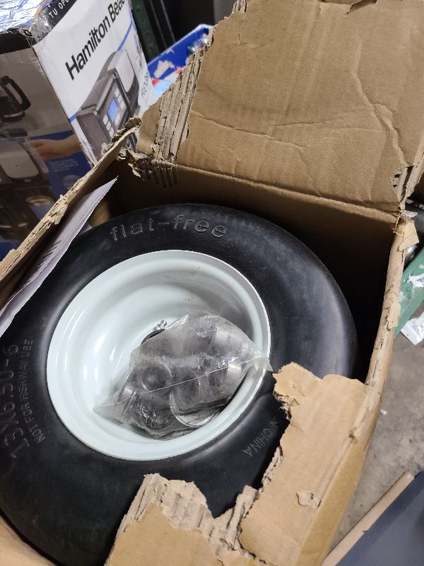 Photo 1 of 13x6.50-6 Flat Free Lawn Mower Tire Wheel - 3/4" & 5/8" Bearing, Adjustable 4"-7.2" Hub (Requires Assembly) 13x6.50-6 Zero Turn Mower Front Tire Compatible with Commercial Grade Lawn by Cenipar