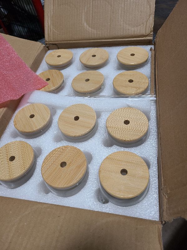 Photo 1 of 12Pcs Glass Cups with Lids and Straws - 16oz Can Shaped Drinking Glasses Set, Iced Coffee Cup, Beer Glasses Tumbler for Juice, Soda, Smoothie, Boba Tea, Whiskey, Cocktail Include 2 Cleaning Brushes