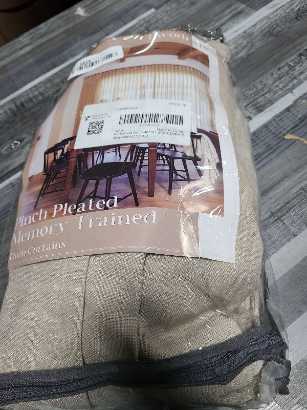 Photo 1 of 102 Inch Long Curtains Pinch Pleat Linen Curtains for Living Room Bedroom 2 Panels Tan Brown Burlywood Taupe Light Filtering Privacy 102 Inch Pleated Drapes Hooks Rings Back Tab for Sliding Door
