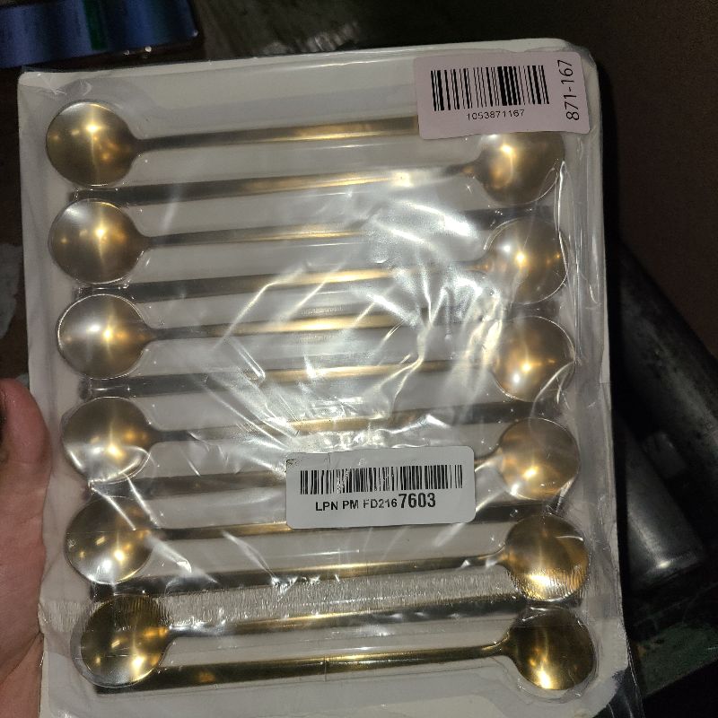 Photo 1 of 12 Pcs Coffee Spoons Set, 6.7" Gold Tea Spoons Long Handle, Gold Small Teaspoons, Stainless Steel Espresso Spoon, Long Spoon for Stirring, Coffee Bar Accessories