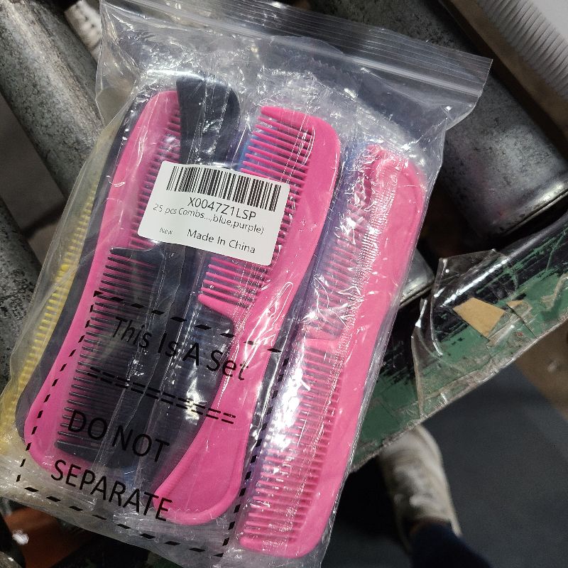 Photo 1 of 25 pcs Combs In Bulk Individually Wrapped, Colorful Hair Combs, Bulk Combs For Homeless Individually Wrapped For Women,Kids,Hotel,Airbnb,Shelter,Homeless(black,yellow,pink,blue,purple)