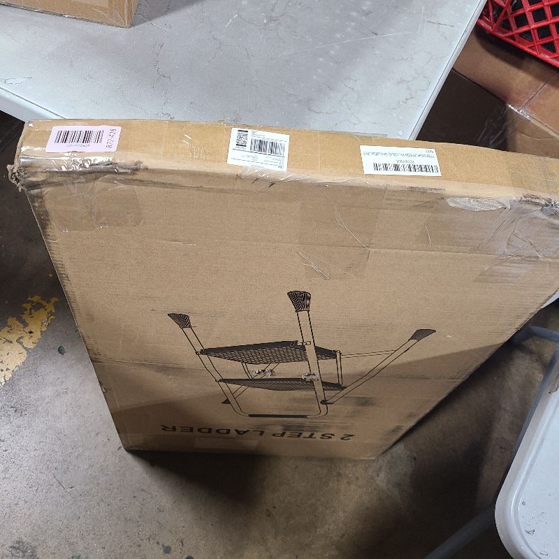 Photo 1 of 2 Step Ladder, Portable Steel Folding Step Stool with Wide Anti-Slip Pedal & Convenient Handgrip, 500lbs Sturdy Steel Ladder, Black