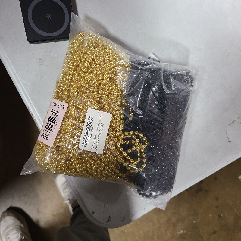 Photo 1 of 100 PCS New Years Beads Bulk, 33" Mardi Gras Beads Necklaces, Congrats Grad Beads Necklaces, Blackgold Parade Throw Supplies Graduations Party Beads Party Accessories Set Favors