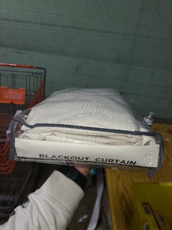 Photo 1 of 100% Blackout Shield Linen Blackout Curtains for Bedroom 96 Inches Long, Back Tab/Rod Pocket Living Room Drapes, Thermal Insulated Blackout Curtains 2 Panels Set, 50" W x 96" L,Cream