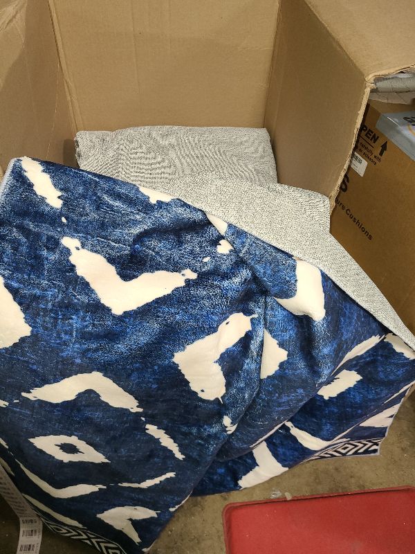 Photo 1 of  Living Room Rug 8x10 Area Rug Printed Boho Washable Bedroom Rugs Non Slip Soft Large Moroccan Rubber Backed Indoor Rugs for Dining Room Office Farmhouse Geometric Carpet, Blue