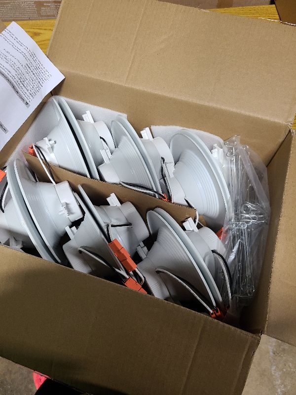 Photo 1 of 12 Pack 5/6 Inch 5CCT LED Recessed Lighting Retrofit, 2700K/3000K/4000K/5000K/6500K Selectable, Dimmable Can Lights with Baffle Trim, 12W=150W, High Brightness 1000LM, IC& Wet Rated, ETL&FCC Certified