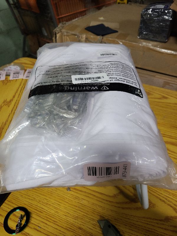 Photo 1 of 10 x 10 ft White Backdrop Curtains with Lights String for Wedding Polyester Photo Background Drapes White Wrinkle Free Soft Curtains for Birthday Parties Reception Baby Shower Ceremony-5 x 10ft x 2P