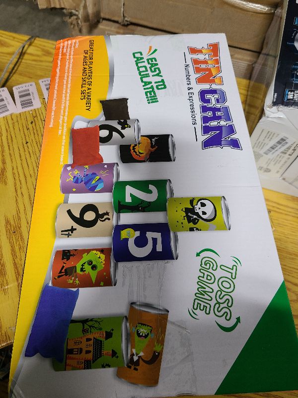 Photo 1 of 14 Pcs Halloween Party Games for Kids Adults Halloween Carnival Bean Bag Toss Games Metal Cans with 3 Bean Bags in Gift Box Boo Basket Stuffers Gifts for Holiday Trick or Treat Party Supplies