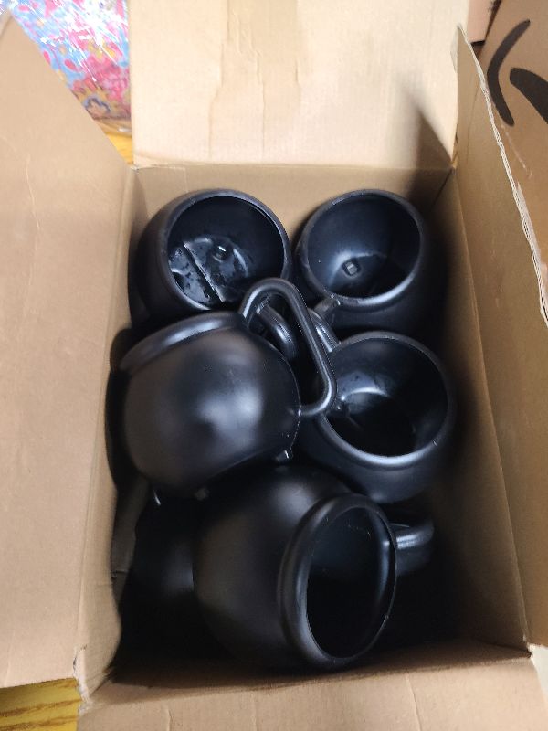 Photo 1 of 12 Pcs 15oz Halloween Cauldron Mugs,Plastic Black Candy Pot Cups Witch Brew Mug for Themed Party,Yearlong Drinkware,Birthday