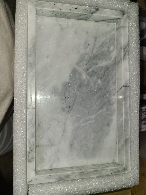 Photo 1 of 10" x 6" Moreast Real Natural Marble Vanity Tray, Genuine Marble Storage Tray for Home Decor, Large Stone Tray for Bathroom/Kitchen/Vanity/Dresser, Non-Resin/Non-Ceramic, 10 x 6 inch