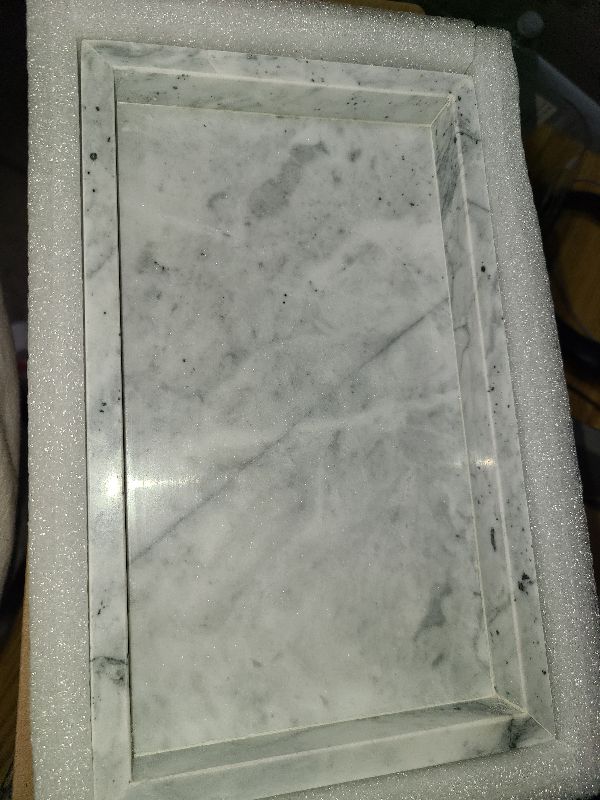 Photo 1 of 10" x 6" Moreast Real Natural Marble Vanity Tray, Genuine Marble Storage Tray for Home Decor, Large Stone Tray for Bathroom/Kitchen/Vanity/Dresser, Non-Resin/Non-Ceramic, 10 x 6 inch