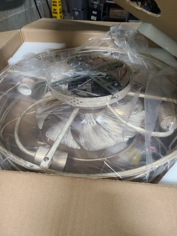 Photo 1 of 20 Inch Low Profile Caged Ceiling Fan with Light and Remote, Flush Mount, Noiseless DC Motor, Reversible, 6 Speed with Timer, Rustic Bladeless Cage Design for Bedroom Kitchen Dining Room