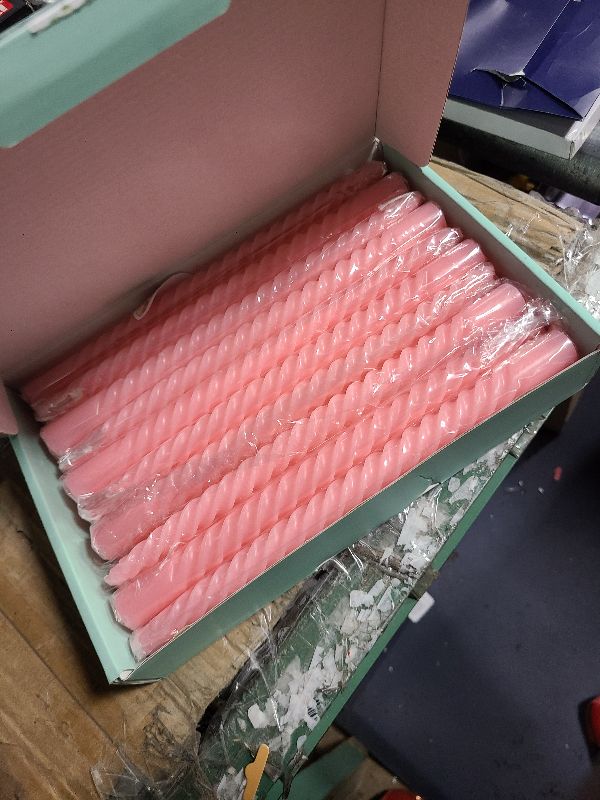 Photo 1 of 20 Pack 10 Inch Pink Spiral Taper Candles for Holiday Home Decoration, Unscented Dripless Twisted Candlesticks for Dinner Party Wedding Valentines Day Baby Shower and Easter