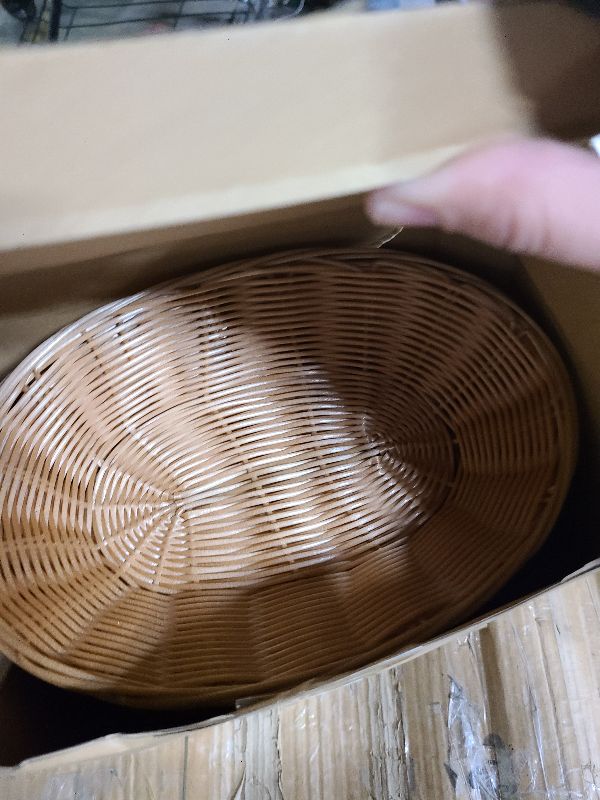 Photo 1 of 12 Pack Bulk Plastic Oval Basket Small Fruit Bread Basket Food Storage Basket Bin for Gifts Empty Home Kitchen Restaurant Food Serving Storage Display Decor