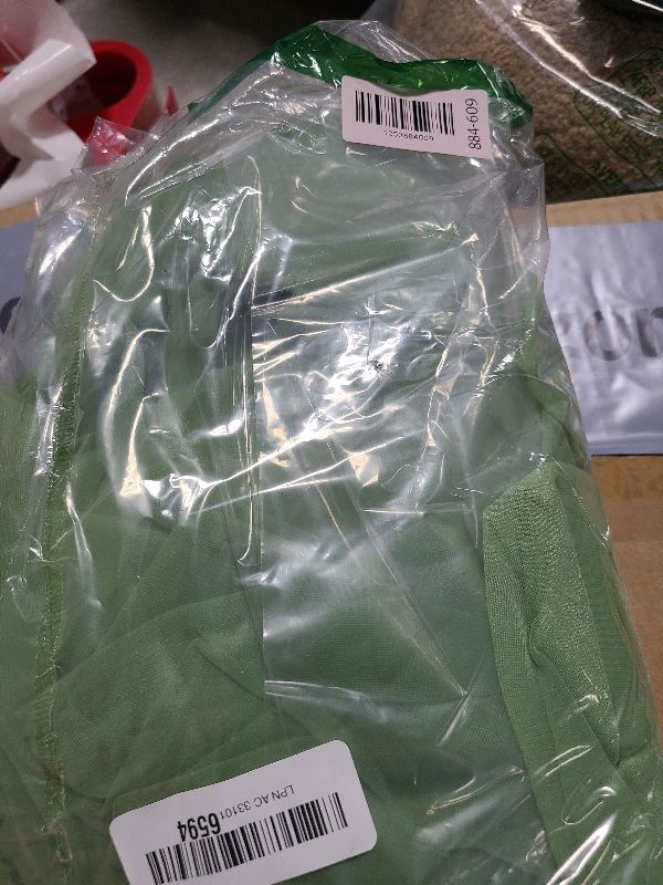 Photo 1 of 10ft x 10ft Green Backdrop Curtain with Lights String for Parties, Sheer Tulle Wedding Photo Backdrops Drapes for Baby Shower Birthday Party Decorations Background for Photography