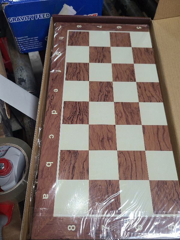 Photo 1 of 15" x 15" Magnetic Wooden Folding Chess Set with 2 Extra Queens, Handmade Game Board Interior for Storage for Adult Kids Beginner Large Chess Board