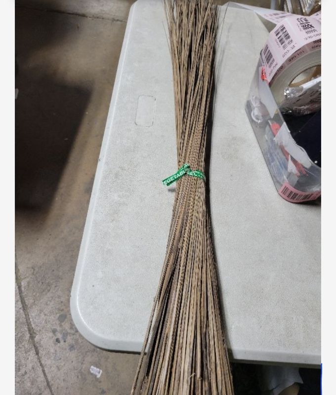 Photo 1 of 1 Piece of 32 inch Multi-Surface Sturdy Outdoor Authentic Coconut Leaf Broom Asian Heavy Duty Broom Thai Natural Coconut Leaf Broom (Country Rustic)