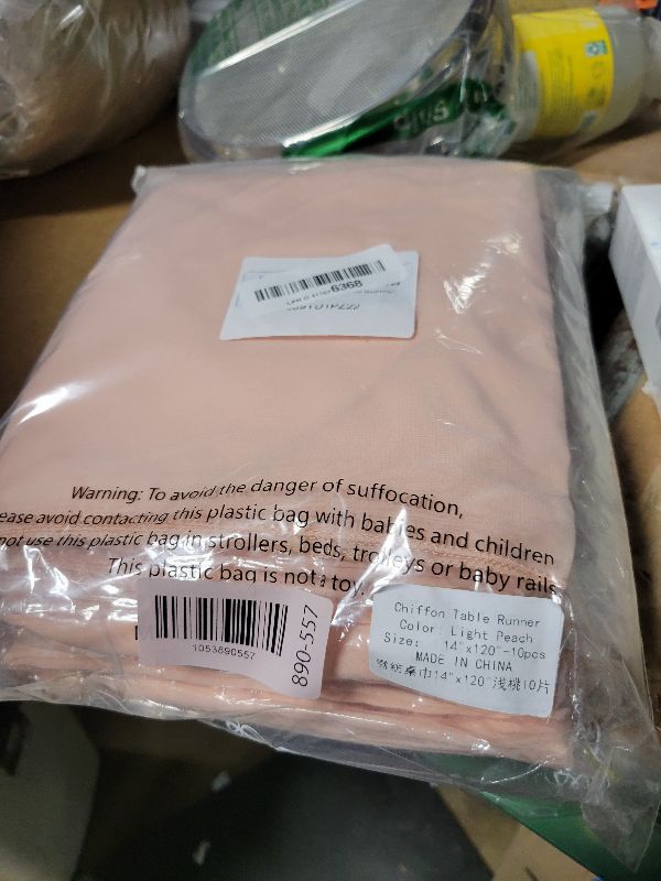 Photo 1 of 10 Feet Chiffon Table Runner 10 Packs 14x120 Inches Light Peach Table Decorations Fabric Drapes for Weddings