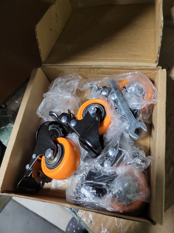 Photo 1 of 2 Inch Caster Wheels, Threaded Stem Casters Set of 4 Heavy Duty, 1/4"-20x1 (Screw Diameter 1/4", Stem Length 1"), Safety Dual Locking Industrial Castors, Wheels for Cart, Furniture