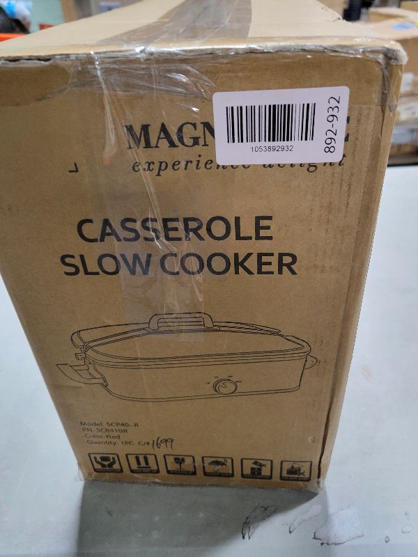 Photo 1 of [NEW] MAGNIFIQUE 4-Quart Slow Cooker with Casserole Manual Warm Setting - Perfect Kitchen Small Appliance for Family Dinners, Dishwasher Safe Crock, Red