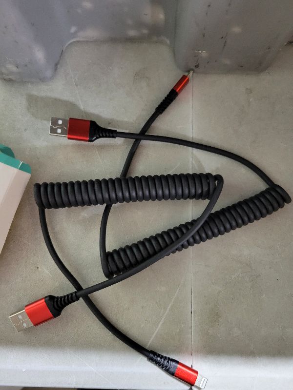 Photo 1 of 2 Pack Coiled Lightning Cable 3ft, iPhone Charger Cable for Car, [Apple MFi Certified] Lightning Cord Compatible with iPhone 14/13/12/11 Pro Max/XS MAX/XR/XS/X/8/7/Plus/6S iPad/iPod - Red