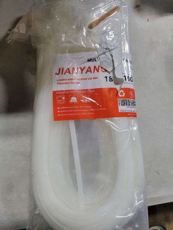 Photo 1 of 18 Inch Zip Ties Double Sided Toothed,120 LBS Tensile Strength Heavy Duty Cable Wire Ties With Self-Locking Adjustable More Durable Nylon Tie Wraps for Indoor Outdoor White?100 Pack?