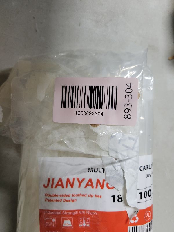 Photo 1 of 18 Inch Zip Ties Double Sided Toothed,120 LBS Tensile Strength Heavy Duty Cable Wire Ties With Self-Locking Adjustable More Durable Nylon Tie Wraps for Indoor Outdoor White?100 Pack?