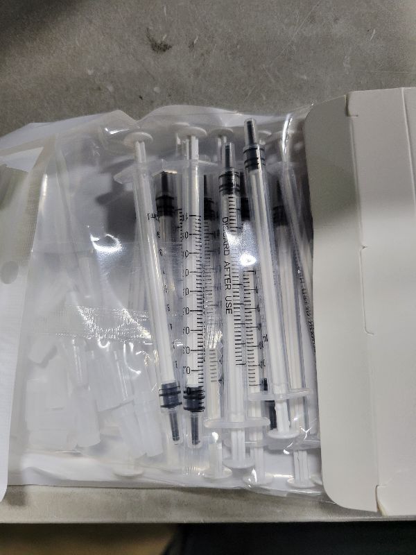 Photo 1 of 20 Pack 1ml Syringe with Cap for Liquid, 1cc Plastic Small Syringes with Cover, Non-Sterile, No Needle