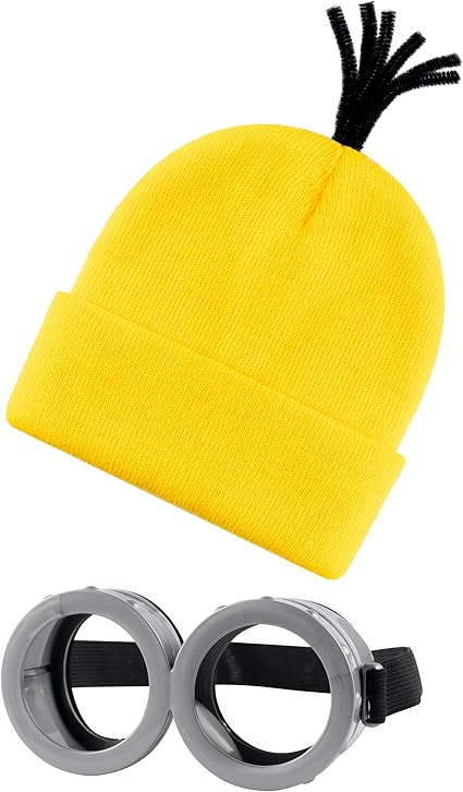 Photo 1 of **MSRP 11.99** 2Pcs Costume Accessories Adult Steampunk Goggles Glasses Yellow Beanie Knit Hats Women Mens Halloween Cosplay Party
