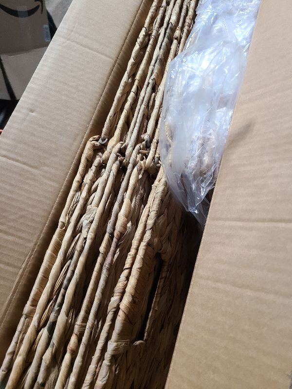 Photo 1 of 12x12in Storage Baskets Set of 4 Water Hyacinth Baskets,Foldable Handwoven Storage Cubes,Wicker Cube Baskets Laundry Organizer Totes for Home