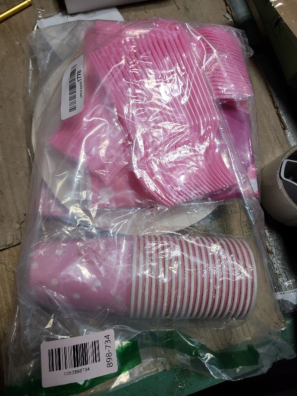 Photo 1 of 161PC Pink kittens Birthday Party Supplies Kit - Includes Pink Cat Dot Plates Napkins Cups Tablecloth Straws Forks Spoons Knives for Girls Party, Baby Shower, Cute Kattyy Decorations serve 20 Guests