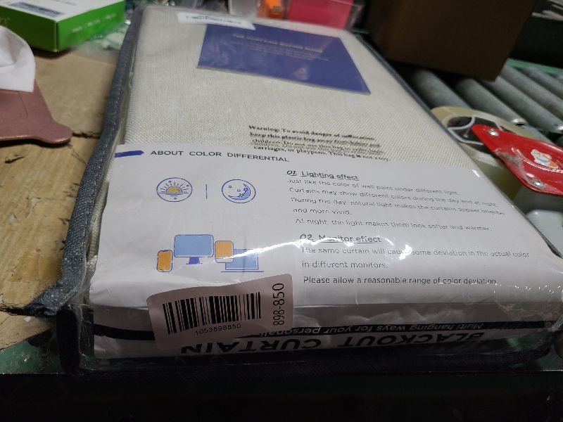 Photo 1 of 100% Blackout Shield Linen Blackout Curtains for Bedroom 84 Inches Long, Back Tab/Rod Pocket Living Room Drapes, Thermal Insulated Blackout Curtains 2 Panels Set, 50" W x 84" L, Cream