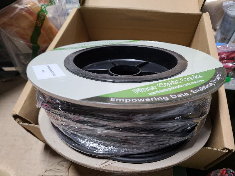 Photo 1 of 200ft/61m OD-5mm Industrial TPU OM3 Fiber LC to LC Outdoor Armored Fiber Patch Cable, Duplex Multimode Fiber Optic Cable, 40Gb 10Gb, 50/125, Uniboot LC-LC with Pulling Eye Kit Installed on one end