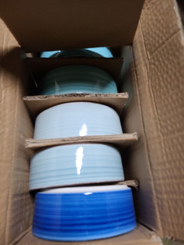 Photo 1 of **MSRP 29.99** vancasso Bonita Cereal Bowl Set of 6, 24 Oz Ceramic Bowls for Kitchen, Dishwasher & Microwave Safe Bowls for Soup, Cereal, Dessert, Fruit, Blue Colored Bowl Set