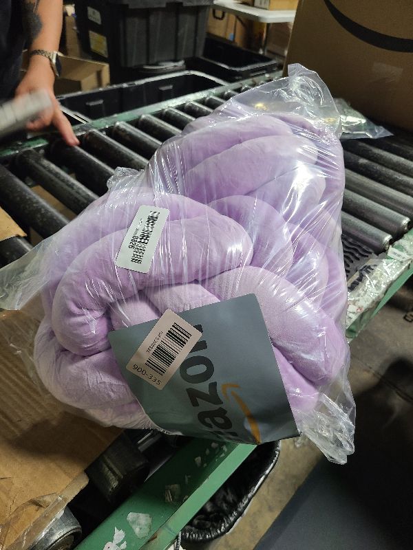 Photo 1 of 2 Pieces Knot Ball Pillows Round Plush Aesthetic Cushion Pillows Soft Stress Relieving Cute Decorative Knotted Pillows for Kids Bed Sofa Bedroom Decor (Light Purple, 10.6 Inches)