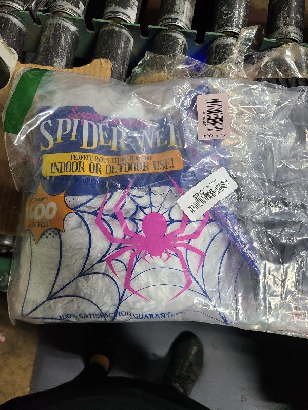 Photo 1 of 1400 sqft Halloween Spider Webs Decorations with 150 Extra Fake Spiders, Super Stretchy Cobwebs for Halloween Decor Indoor and Outdoor
