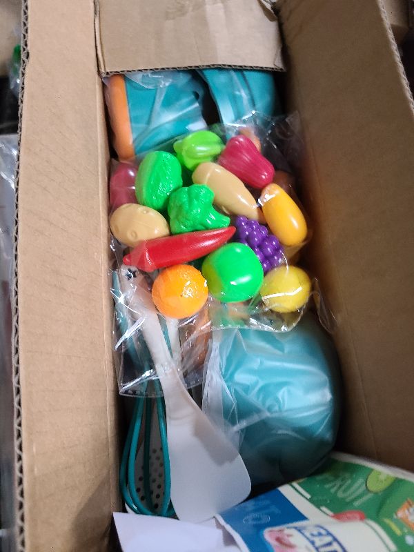 Photo 1 of 118Pcs Mini Play Kitchen Accessories for Kids, Pretend Cooking Playset with Cookware, Tableware & 2 Fruit Sets, Learning Gift for Girls, Boys, Toddlers, Green