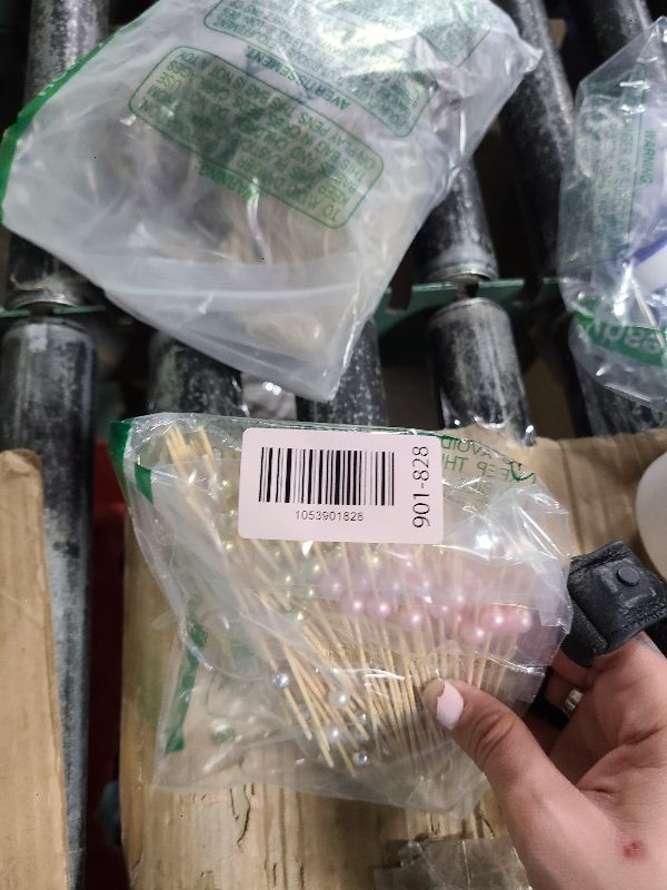 Photo 1 of 200 Cocktail Picks, Decorative Pearl Fancy Toothpicks for Appetizers, 4.7 IN Long Bamboo Skewers Wood Garnish Sticks for Food Drink Fruit Party Charcuterie Boards Accessories (Gold/White/Pink/Silver)