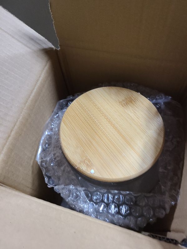 Photo 1 of 1 Gallon Glass Large Jar with Airtight Bamboo Lid - Strong Clear Borosilicate Canister for Kitchen Food Storage Organizing, Terrarium, Pantry Decorative Container & Laundry Room - Pack of 1