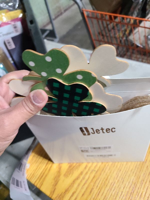 Photo 1 of 24 Pcs St Patricks Day Decorations Shamrocks Wooden Clover Ornament Shamrock Wooden Cutouts Hanging Ornament with Rope for St Patrick's Day Tree Table Decor(Simple Style)