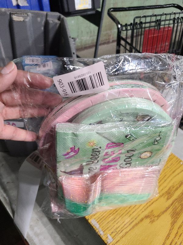 Photo 1 of 120pcs Halloween Party Decorations Pink Goes Good with Green Plates Napkins Disposable Tableware Set Paper Cups for Girls Birthday Party Supplies Severs 24 Guests