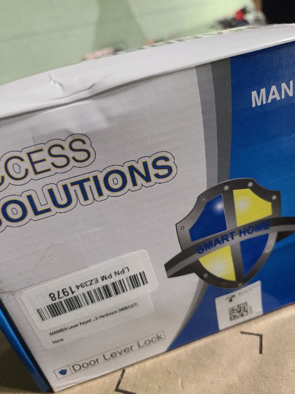 Photo 1 of 1 Pack of MANREN Lever Keyed Entry Door Lever Handle Lock, Universal Door Knob Hardware,Nickel Brushed Color (MR802ET)