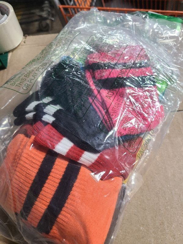 Photo 1 of 10 Pairs Kids Soccer Socks Stretchy Knee High Tube Socks Colorful Football Athletic Team Socks for Boys Girls (4-8 Years Old)