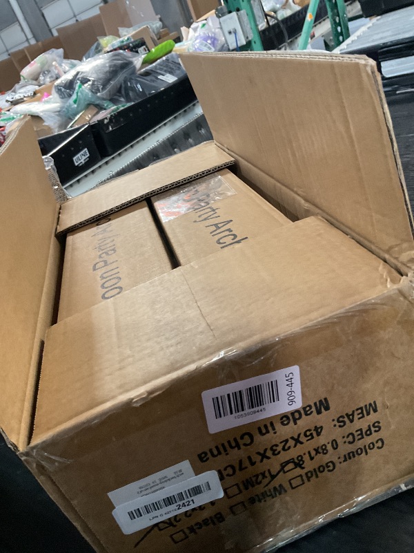 Photo 1 of (missing pieces) Gold Metal Wedding Arch Backdrop Stands Set of 2 (7.2FT & 6FT), Metal Square Balloon Arch Frame for Birthday Party, Ceremony, Baby Shower