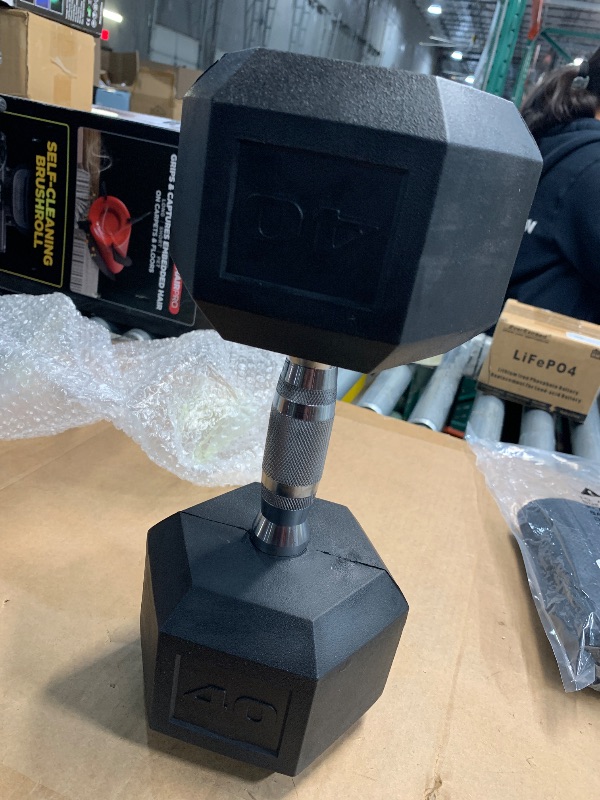 Photo 1 of (see all images) CAP Barbell 40 LB Rubber Coated Hex Dumbbell Hand Weight - Pair | Chrome Handle