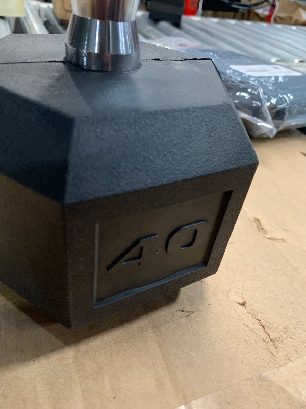 Photo 1 of (see all images) CAP Barbell 40 LB Rubber Coated Hex Dumbbell Hand Weight - Pair | Chrome Handle